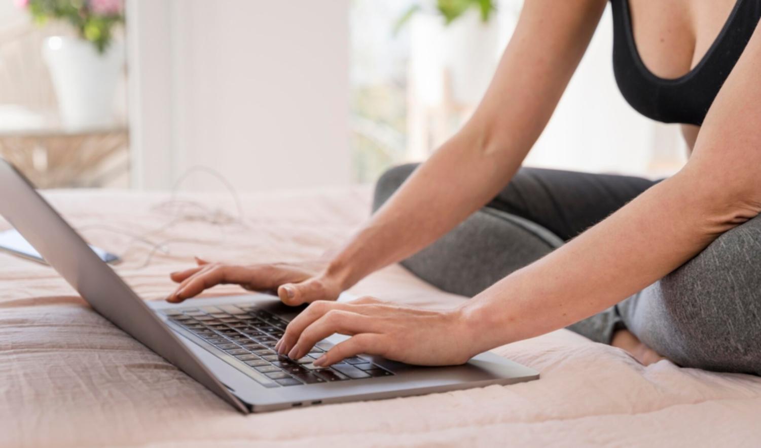 Financial professional reviewing presentation templates and resources